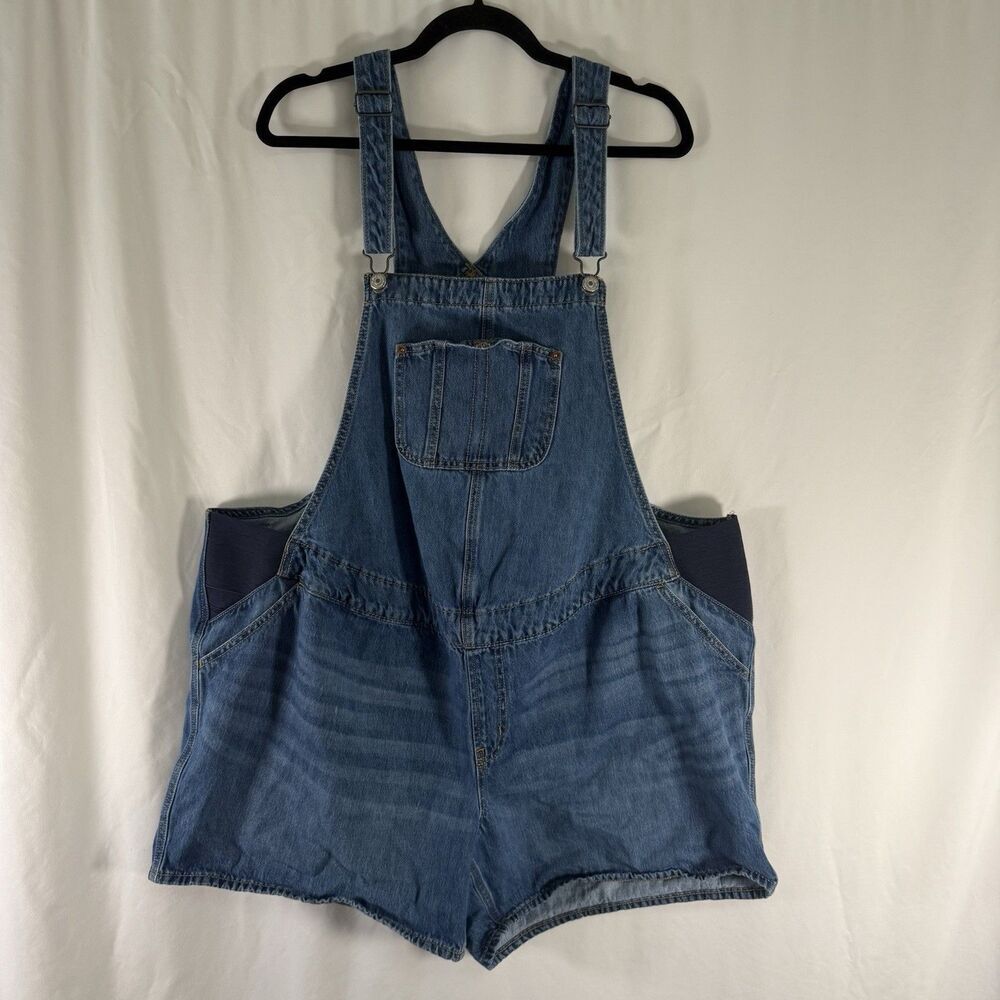 Old Navy Maternity Overalls Women's XXL Medium Wash Blue Denim 5" Inseam
